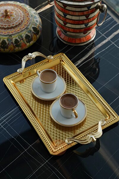 Ahinur Mutfak مستطيل فولاذي مقاس 35x25 سم الأول صينية ذهبية عالية الجودة