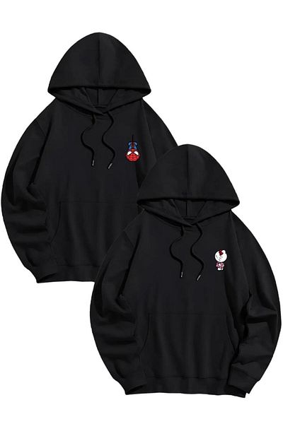 FULL TOLERANCE Hello Kitty Spiderman Unisex Hooded Sweatshirt - Couple Combination Design, Dear 2-Piece Set
