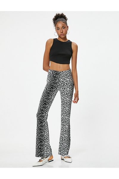 Koton Spanish Leg Slim Fit Leopard Patterned Leggings Trousers