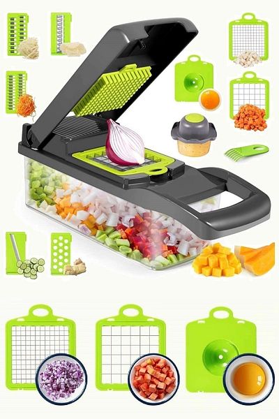 MELYET 13 Piece Grater Set with Bowl - Vegetable Chopper, Slicer and Cutter