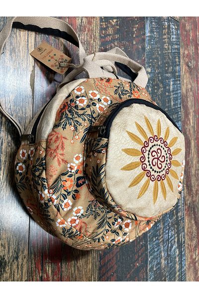 Street Bag Ethnic Pattern Fargin Στρογγυλό σακίδιο πλάτης - Κεντημένο, Αυθεντικό Μποέμικο Στιλ