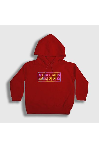 Presmono Унисекс детски суитшърт с качулка в червени цветове Stray Kids 396603tt