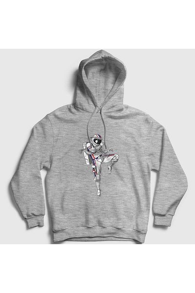 Presmono Φούτερ Unisex Γκρι Muay Thai Astronaut Space Hooded 353007 ττ