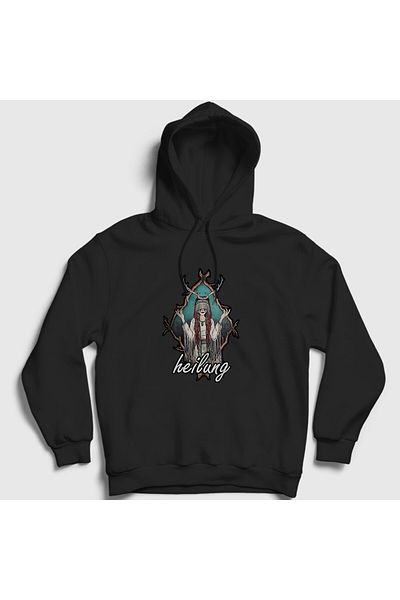 Presmono Унисекс черен суитшърт с качулка Heilung Nature 409107tt