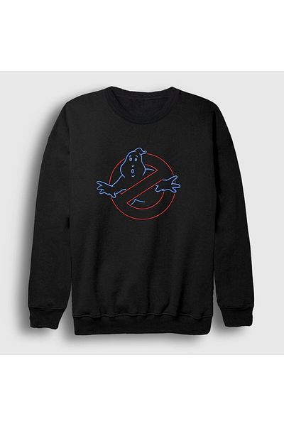 Presmono Унисекс черен суитшърт с неоново лого и филмов лого на Ghostbusters 409317tt