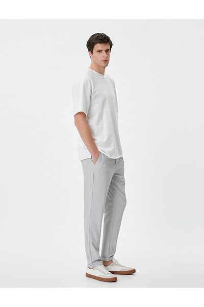 Koton Fabric Trousers with Lace Waist Slim Fit and Pocket Detail