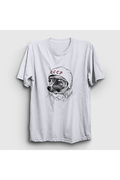 Presmono Tricou alb unisex Laika Space Traveler Cccp405450tt
