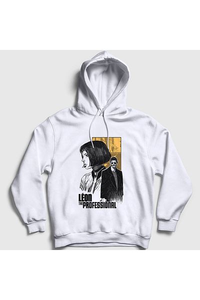 Presmono Unisex Λευκή αφίσα ταινίας Leon Hooded φούτερ 410127 ττ