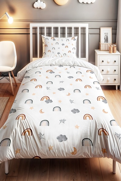 EVPANYA مجموعة مفروشات أطفال مفردة منقوشة بألوان قوس قزح بوهيمية