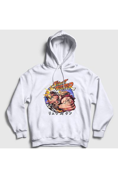 Presmono Φούτερ με κουκούλα Unisex White Ryu Vs Ken V3 Street Fighter 411471 ττ