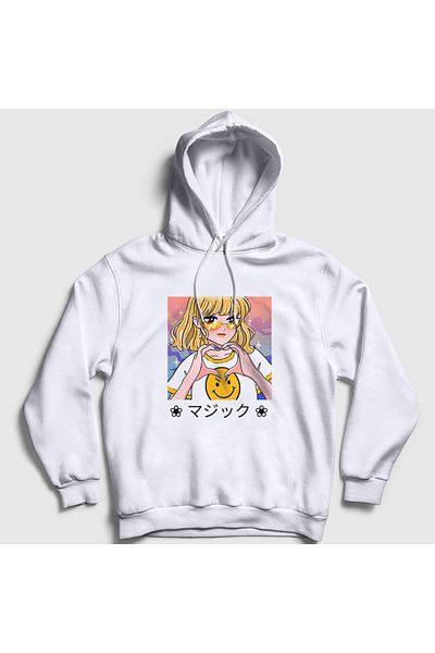 Presmono Unisex Λευκό χαριτωμένο κορίτσι Anime με κουκούλα φούτερ 349017 ττ