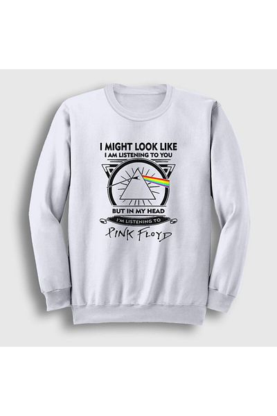 Presmono Unisex Λευκό Ακούγοντας το Φούτερ Pink Floyd 351359 ττ