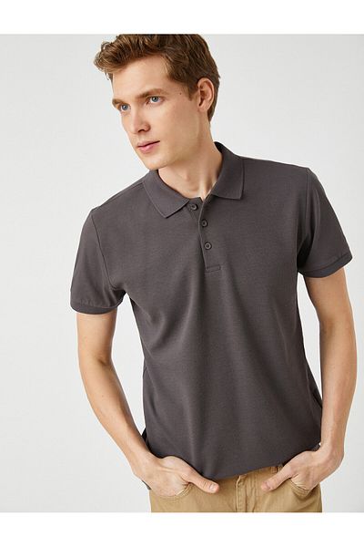 Koton T-shirt με υφή Basic Polo λαιμόκοψη