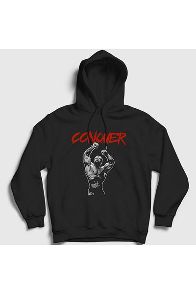 Presmono Unisex Μαύρο Conquer Gym Sports Chris Bumstead Φούτερ με κουκούλα 396771 ττ