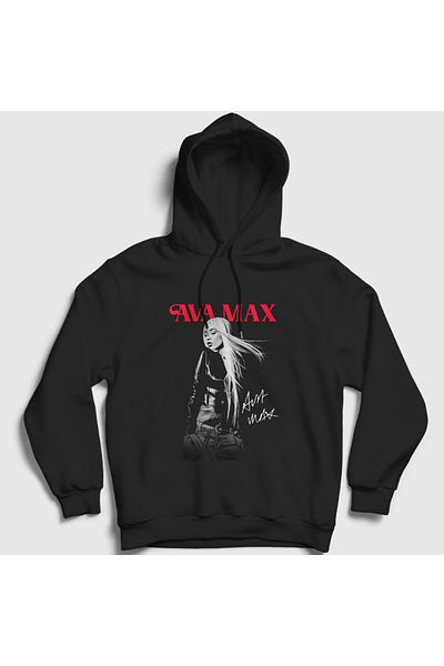 Presmono Унисекс черен суитшърт с качулка Poster V2 Ava Max 410353tt