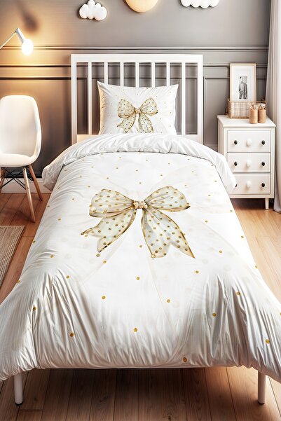 EVPANYA Simli Fiyonk Desenli Tek Kişilik Bebek Çocuk Nevresim Seti