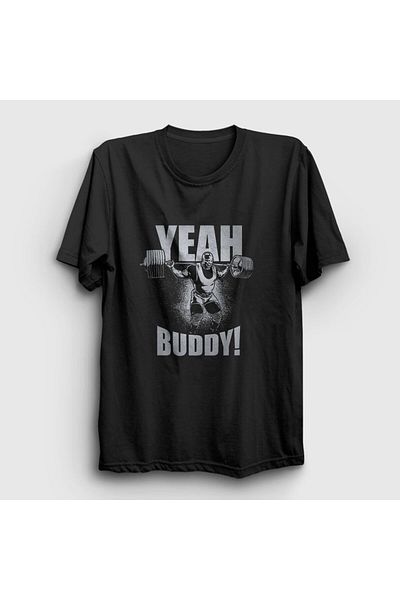 Presmono Унисекс тениска Ronnie Coleman за фитнес, черна - Yeah Buddy 363788tt