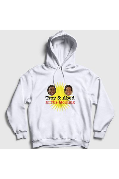 Presmono Unisex Λευκό λογότυπο Troy And Abed In The Morning Hooded φούτερ 361070 ττ