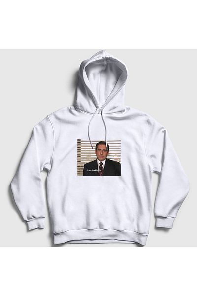 Presmono Unisex White Dead Inside Michael Scott The Office Φούτερ με κουκούλα 345200 ττ