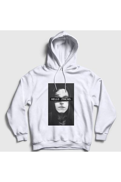 Presmono Unisex Λευκό Hello Friend Hacker Mr Robot Hooded φούτερ 403503 ττ