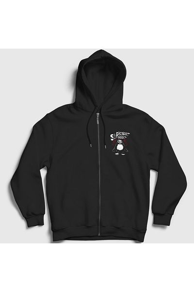 Presmono Унисекс черен суитшърт с качулка и цип Noot Penguin Slipknot 385068tt