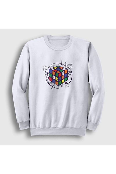 Presmono Φούτερ Unisex White Solving Rubiks Cube Rubik Cup 340632 ττ