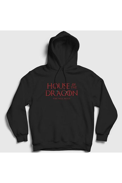 Presmono Унисекс черен суитшърт с качулка Fire Will Reign House Of The Dragon 344469tt