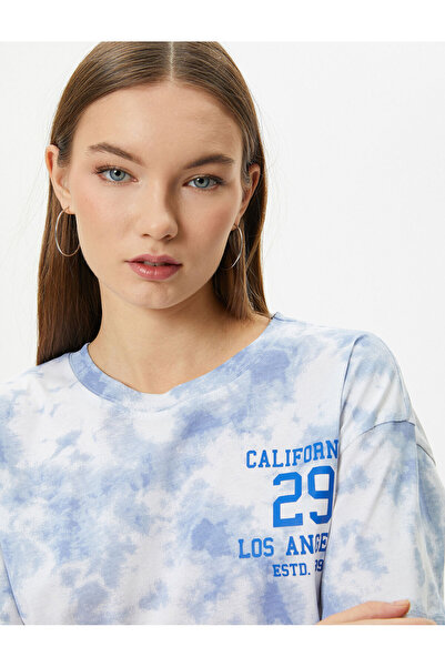 Koton Tricou cu model Tie-Dye, cu mânecă scurtă, cu decolteu, bumbac