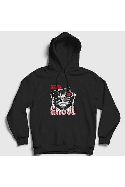 Presmono Unisex Μαύρο φούτερ με κουκούλα Ken Kaneki V4 Anime Tokyo Ghoul 350481 ττ