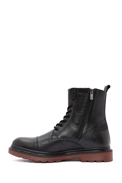 Derimod Men's Black Zippered Lace-Up Leather Boots 24Wfd 701218