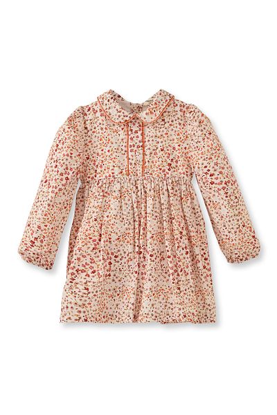 Maya And Luca Girl's Dress Floral Long Sleeve Lined Ribbed 100% Cotton