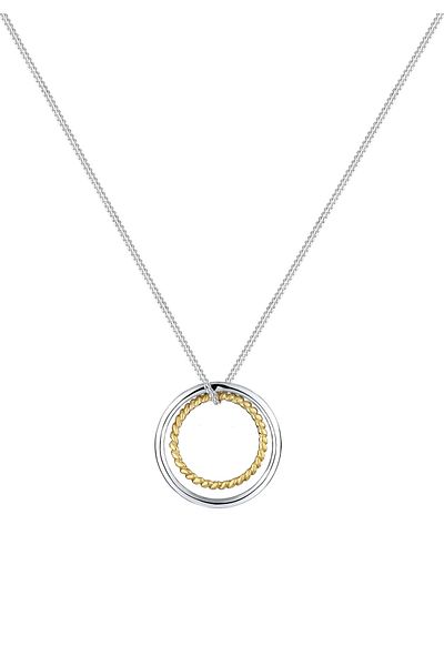 ELLI Halskette Damen Kreis Ring Geo Basic Bicolor aus 925 Sterling Silber vergoldet