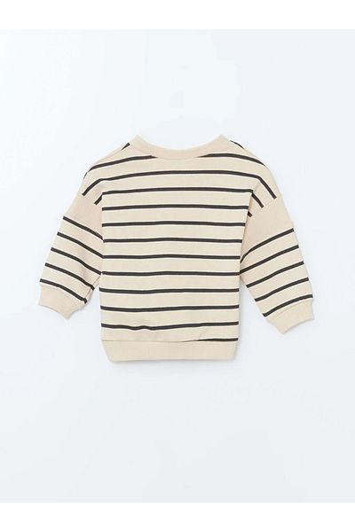 LC Waikiki Lcw Baby Ecru Crew Neck Striped Baby Boy Sweatshirt