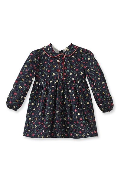 Maya And Luca Girl's Dress Floral Long Sleeve Lined Ribbed 100% Cotton