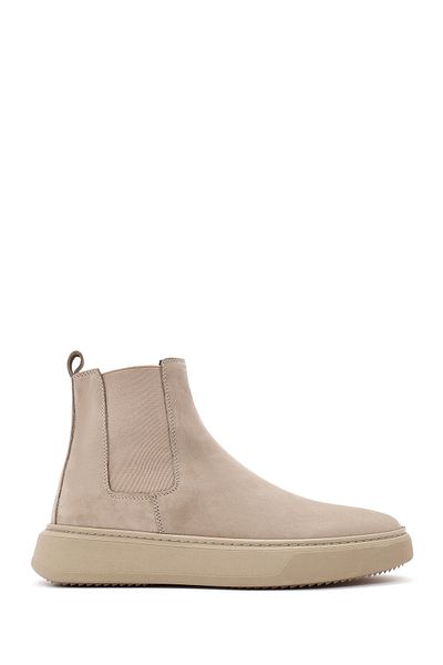 Derimod Men's Beige Nubuck Leather Chelsea Boots 24Wfd6324V3
