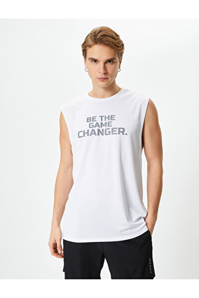 Koton Sports Tank Top Sleeveless Slogan Printed Crew Neck