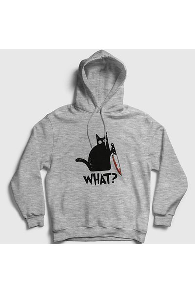 Presmono Φούτερ Unisex Grey What Cat Cat Hooded 415357 ττ