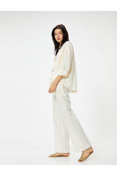 Koton Lace-up Waist Trousers Straight Leg Pocket Standard Cut