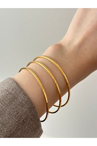 Bak bakalım 316l Çelik Kadın Ince Düz Ajda Bilezik 3 Lü