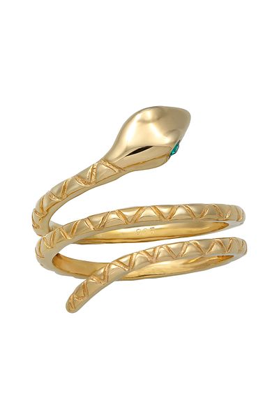 ELLI Ring Ladies Snake Pinky Modern With Crystals In 925 Sterling Silver Gold Plated