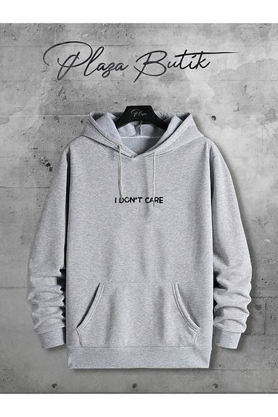 Plaza Butik Hanorac oversize cu glugă unisex cu imprimeu I Don't Care