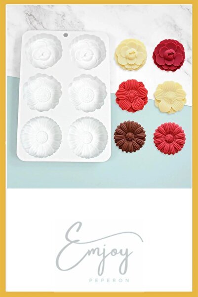 ENJOYPEPERON Çiçek Desenli Mooncake Kek Silikon Kalıp- Fransız Tatlı Pişirme Çikolata Kek Sabun Kalıbı