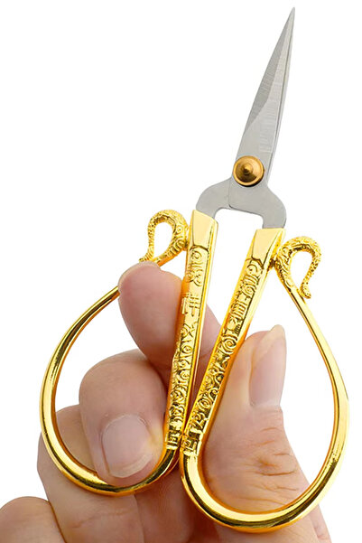 TechnoStation Gold Altın İşelemeli Terzi Öğrenci Makası Mini Boy Zarif Tombul...