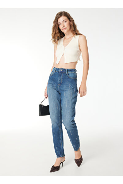 Pepe Jeans Yüksek Bel Düz Paça Regular Straight Koyu Mavi Kadın Denim Pantolo...