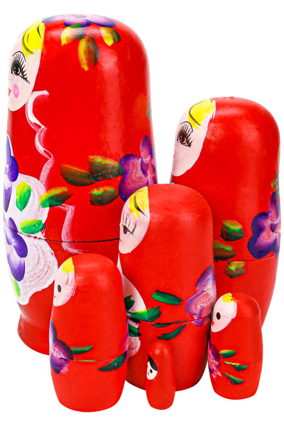 Gampus Büyük Boy Ahşap Matruşka Bebek 6'Lı Matruşka Bebek Küçükten Büyüğe Mat...