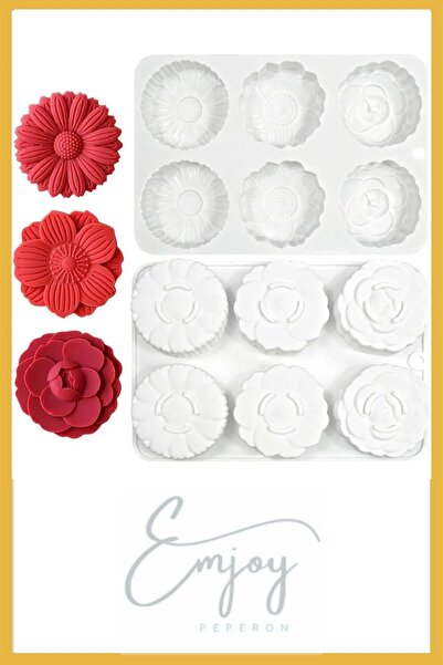 ENJOYPEPERON قالب سيليكون لكعكة القمر بنمط الأزهار - قالب صابون كعكة الشوكولا...