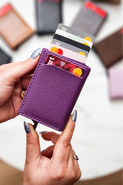 The East Polo Club Мъжки портфейл Astakos Mechanism-Enhanced Plum Vegan Leather Case Portfolio