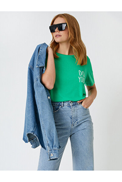 Koton Μπλουζάκι με κοντό μανίκι με λαιμόκοψη