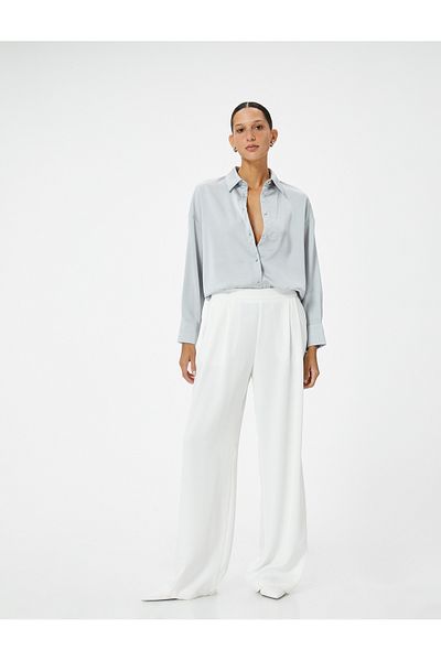 Koton Long Sleeve Satin Shirt - Buttoned and Standard Fit