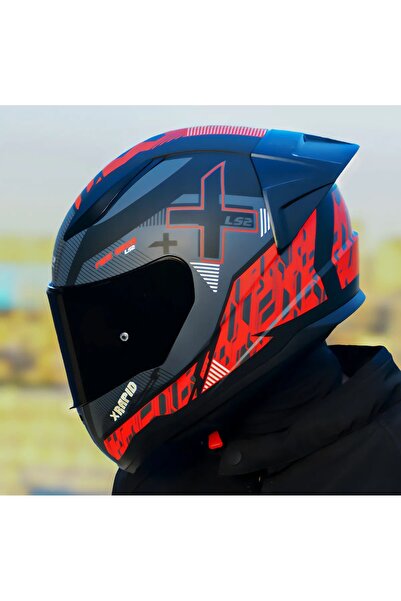 LS2 RAPID 2 RACE XTREET MAT SİYAH-KIRMIZI KAPALI MOTOSİKLET KASKI